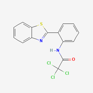 molecular formula C15H9Cl3N2OS B3537662 N-[2-(1,3-benzothiazol-2-yl)phenyl]-2,2,2-trichloroacetamide 