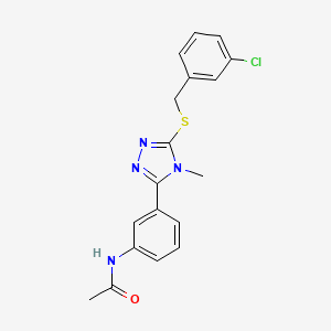 molecular formula C18H17ClN4OS B3537681 N-(3-{5-[(3-chlorobenzyl)thio]-4-methyl-4H-1,2,4-triazol-3-yl}phenyl)acetamide 
