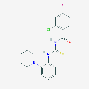 2-chloro-4-fluoro-N-({[2-(1-piperidinyl)phenyl]amino}carbonothioyl)benzamide