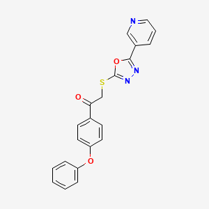molecular formula C21H15N3O3S B3537708 1-(4-phenoxyphenyl)-2-{[5-(3-pyridinyl)-1,3,4-oxadiazol-2-yl]thio}ethanone 