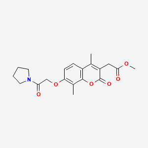molecular formula C20H23NO6 B3537717 methyl {4,8-dimethyl-2-oxo-7-[2-oxo-2-(1-pyrrolidinyl)ethoxy]-2H-chromen-3-yl}acetate 