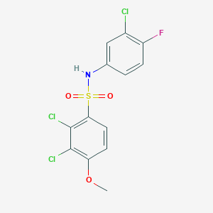 molecular formula C13H9Cl3FNO3S B3537729 2,3-dichloro-N-(3-chloro-4-fluorophenyl)-4-methoxybenzenesulfonamide 