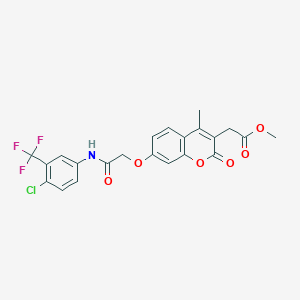 molecular formula C22H17ClF3NO6 B3537788 methyl [7-(2-{[4-chloro-3-(trifluoromethyl)phenyl]amino}-2-oxoethoxy)-4-methyl-2-oxo-2H-chromen-3-yl]acetate 