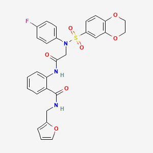 molecular formula C28H24FN3O7S B3537827 2-{[N-(2,3-dihydro-1,4-benzodioxin-6-ylsulfonyl)-N-(4-fluorophenyl)glycyl]amino}-N-(2-furylmethyl)benzamide 