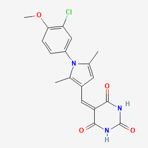 molecular formula C18H16ClN3O4 B3537831 5-{[1-(3-chloro-4-methoxyphenyl)-2,5-dimethyl-1H-pyrrol-3-yl]methylene}-2,4,6(1H,3H,5H)-pyrimidinetrione 