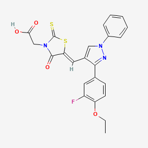 molecular formula C23H18FN3O4S2 B3537835 (5-{[3-(4-ethoxy-3-fluorophenyl)-1-phenyl-1H-pyrazol-4-yl]methylene}-4-oxo-2-thioxo-1,3-thiazolidin-3-yl)acetic acid CAS No. 623934-98-5