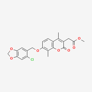 molecular formula C22H19ClO7 B3537858 methyl {7-[(6-chloro-1,3-benzodioxol-5-yl)methoxy]-4,8-dimethyl-2-oxo-2H-chromen-3-yl}acetate 