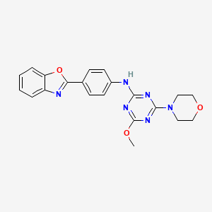 molecular formula C21H20N6O3 B3537868 N-[4-(1,3-benzoxazol-2-yl)phenyl]-4-methoxy-6-(4-morpholinyl)-1,3,5-triazin-2-amine 