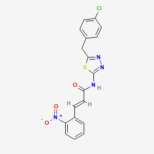 molecular formula C18H13ClN4O3S B3537901 N-[5-(4-chlorobenzyl)-1,3,4-thiadiazol-2-yl]-3-(2-nitrophenyl)acrylamide 