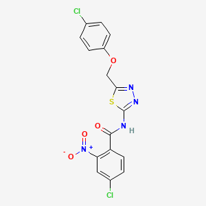 molecular formula C16H10Cl2N4O4S B3537902 4-chloro-N-{5-[(4-chlorophenoxy)methyl]-1,3,4-thiadiazol-2-yl}-2-nitrobenzamide 