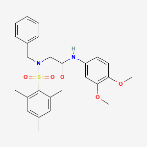 molecular formula C26H30N2O5S B3537914 N~2~-benzyl-N~1~-(3,4-dimethoxyphenyl)-N~2~-(mesitylsulfonyl)glycinamide 