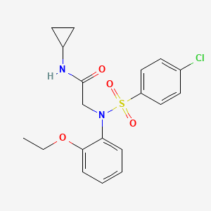 molecular formula C19H21ClN2O4S B3537936 N~2~-[(4-chlorophenyl)sulfonyl]-N~1~-cyclopropyl-N~2~-(2-ethoxyphenyl)glycinamide 