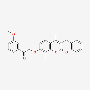 molecular formula C27H24O5 B3537944 3-benzyl-7-[2-(3-methoxyphenyl)-2-oxoethoxy]-4,8-dimethyl-2H-chromen-2-one 