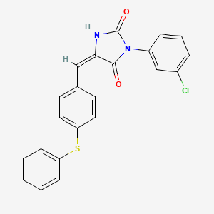 molecular formula C22H15ClN2O2S B3537947 3-(3-chlorophenyl)-5-[4-(phenylthio)benzylidene]-2,4-imidazolidinedione 
