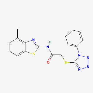 molecular formula C17H14N6OS2 B3537962 N-(4-methyl-1,3-benzothiazol-2-yl)-2-[(1-phenyl-1H-tetrazol-5-yl)thio]acetamide 