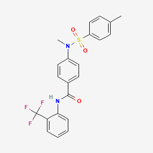 molecular formula C22H19F3N2O3S B3537974 4-{methyl[(4-methylphenyl)sulfonyl]amino}-N-[2-(trifluoromethyl)phenyl]benzamide 