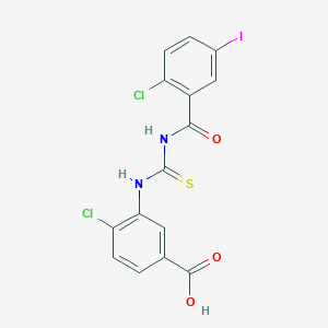 molecular formula C15H9Cl2IN2O3S B3537982 4-chloro-3-({[(2-chloro-5-iodobenzoyl)amino]carbonothioyl}amino)benzoic acid 