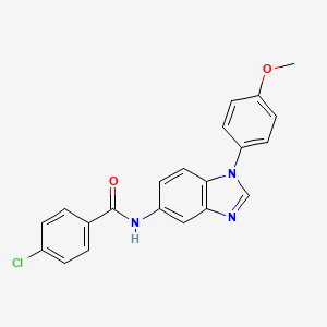 molecular formula C21H16ClN3O2 B3537995 4-chloro-N-[1-(4-methoxyphenyl)-1H-benzimidazol-5-yl]benzamide 