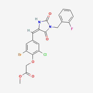 molecular formula C20H15BrClFN2O5 B3538026 methyl (2-bromo-6-chloro-4-{[1-(2-fluorobenzyl)-2,5-dioxo-4-imidazolidinylidene]methyl}phenoxy)acetate 