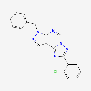 molecular formula C19H13ClN6 B3538051 7-benzyl-2-(2-chlorophenyl)-7H-pyrazolo[4,3-e][1,2,4]triazolo[1,5-c]pyrimidine 