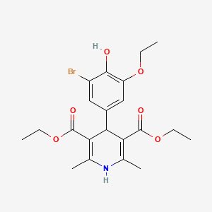 molecular formula C21H26BrNO6 B3538057 diethyl 4-(3-bromo-5-ethoxy-4-hydroxyphenyl)-2,6-dimethyl-1,4-dihydro-3,5-pyridinedicarboxylate 