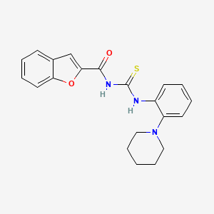 molecular formula C21H21N3O2S B3538069 N-({[2-(1-piperidinyl)phenyl]amino}carbonothioyl)-1-benzofuran-2-carboxamide 