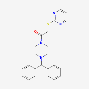 molecular formula C23H24N4OS B3538074 2-({2-[4-(diphenylmethyl)-1-piperazinyl]-2-oxoethyl}thio)pyrimidine 