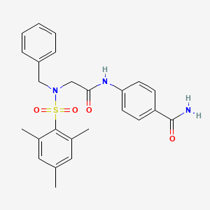 molecular formula C25H27N3O4S B3538078 4-{[N-benzyl-N-(mesitylsulfonyl)glycyl]amino}benzamide 
