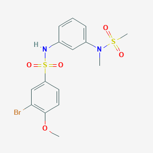 molecular formula C15H17BrN2O5S2 B3538081 3-bromo-4-methoxy-N-{3-[methyl(methylsulfonyl)amino]phenyl}benzenesulfonamide 