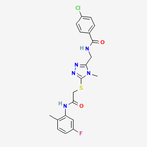 molecular formula C20H19ClFN5O2S B3538104 4-chloro-N-{[5-({2-[(5-fluoro-2-methylphenyl)amino]-2-oxoethyl}thio)-4-methyl-4H-1,2,4-triazol-3-yl]methyl}benzamide 