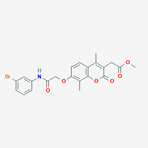 molecular formula C22H20BrNO6 B3538111 methyl (7-{2-[(3-bromophenyl)amino]-2-oxoethoxy}-4,8-dimethyl-2-oxo-2H-chromen-3-yl)acetate 