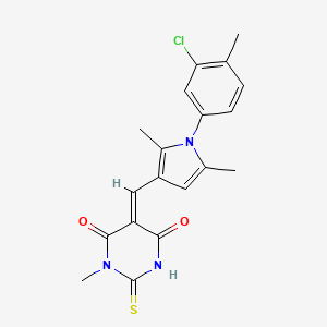molecular formula C19H18ClN3O2S B3538120 5-{[1-(3-chloro-4-methylphenyl)-2,5-dimethyl-1H-pyrrol-3-yl]methylene}-1-methyl-2-thioxodihydro-4,6(1H,5H)-pyrimidinedione 