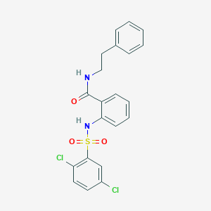 molecular formula C21H18Cl2N2O3S B3538126 2-{[(2,5-dichlorophenyl)sulfonyl]amino}-N-(2-phenylethyl)benzamide 