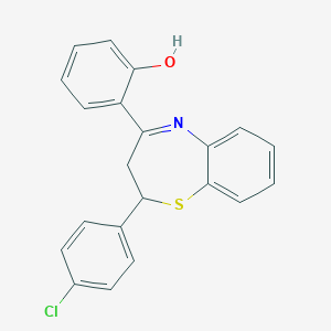 molecular formula C21H16ClNOS B353818 2-[2-(4-Chlorophenyl)-2,3-dihydro-1,5-benzothiazepin-4-yl]phenol CAS No. 250640-60-9