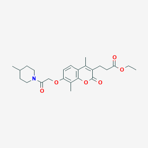 molecular formula C24H31NO6 B3538189 ethyl 3-{4,8-dimethyl-7-[2-(4-methyl-1-piperidinyl)-2-oxoethoxy]-2-oxo-2H-chromen-3-yl}propanoate 