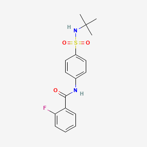 molecular formula C17H19FN2O3S B3538217 N-{4-[(tert-butylamino)sulfonyl]phenyl}-2-fluorobenzamide 