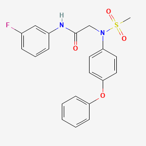 molecular formula C21H19FN2O4S B3538245 N~1~-(3-fluorophenyl)-N~2~-(methylsulfonyl)-N~2~-(4-phenoxyphenyl)glycinamide 