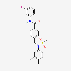 molecular formula C23H23FN2O3S B3538256 4-{[(3,4-dimethylphenyl)(methylsulfonyl)amino]methyl}-N-(3-fluorophenyl)benzamide 