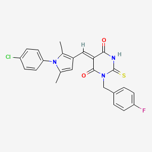 molecular formula C24H19ClFN3O2S B3538264 5-{[1-(4-chlorophenyl)-2,5-dimethyl-1H-pyrrol-3-yl]methylene}-1-(4-fluorobenzyl)-2-thioxodihydro-4,6(1H,5H)-pyrimidinedione 
