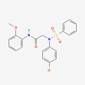 molecular formula C21H19BrN2O4S B3538265 N~2~-(4-bromophenyl)-N~1~-(2-methoxyphenyl)-N~2~-(phenylsulfonyl)glycinamide 