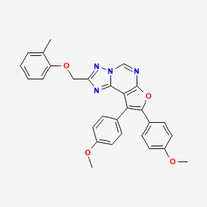 molecular formula C29H24N4O4 B3538295 8,9-bis(4-methoxyphenyl)-2-[(2-methylphenoxy)methyl]furo[3,2-e][1,2,4]triazolo[1,5-c]pyrimidine 