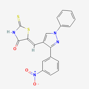 molecular formula C19H12N4O3S2 B3538331 5-{[3-(3-nitrophenyl)-1-phenyl-1H-pyrazol-4-yl]methylene}-2-thioxo-1,3-thiazolidin-4-one 