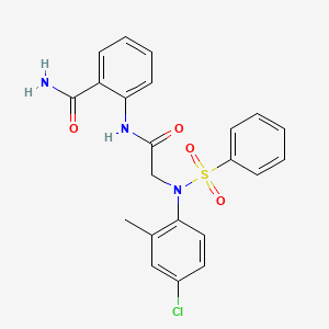 molecular formula C22H20ClN3O4S B3538332 2-{[N-(4-chloro-2-methylphenyl)-N-(phenylsulfonyl)glycyl]amino}benzamide 
