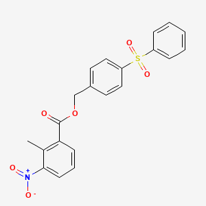 molecular formula C21H17NO6S B3538366 4-(phenylsulfonyl)benzyl 2-methyl-3-nitrobenzoate 