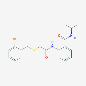molecular formula C19H21BrN2O2S B3538371 2-({[(2-bromobenzyl)thio]acetyl}amino)-N-isopropylbenzamide 