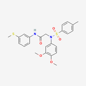 molecular formula C24H26N2O5S2 B3538381 N~2~-(3,4-dimethoxyphenyl)-N~2~-[(4-methylphenyl)sulfonyl]-N~1~-[3-(methylthio)phenyl]glycinamide 