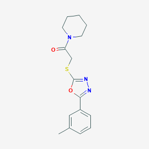 molecular formula C16H19N3O2S B353841 1-哌啶-1-基-2-(5-间甲苯基-[1,3,4]恶二唑-2-基硫代)-乙酮 CAS No. 461000-99-7