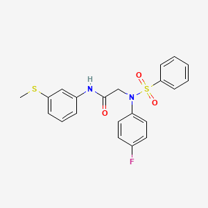 molecular formula C21H19FN2O3S2 B3538420 N~2~-(4-fluorophenyl)-N~1~-[3-(methylthio)phenyl]-N~2~-(phenylsulfonyl)glycinamide 