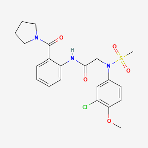 molecular formula C21H24ClN3O5S B3538428 N~2~-(3-chloro-4-methoxyphenyl)-N~2~-(methylsulfonyl)-N~1~-[2-(1-pyrrolidinylcarbonyl)phenyl]glycinamide 