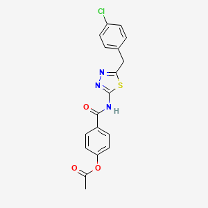 molecular formula C18H14ClN3O3S B3538443 4-({[5-(4-chlorobenzyl)-1,3,4-thiadiazol-2-yl]amino}carbonyl)phenyl acetate 